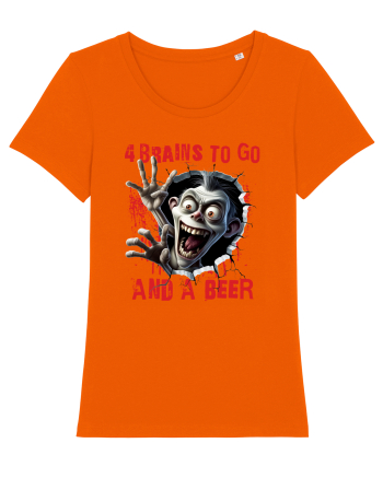 cu desene de Halloween - 4 brains to go and a beer Bright Orange