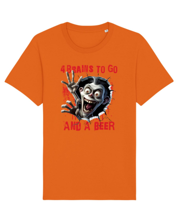 cu desene de Halloween - 4 brains to go and a beer Bright Orange