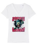 cu desene de Halloween - Zombie smash! Tricou mânecă scurtă guler V Damă Evoker