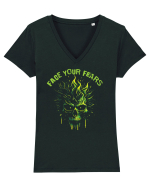 in stil gotic malefic - Face your fears Tricou mânecă scurtă guler V Damă Evoker