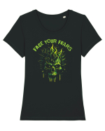 in stil gotic malefic - Face your fears Tricou mânecă scurtă guler larg fitted Damă Expresser