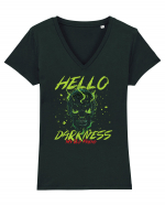 in stil gotic malefic - Hello darkness my old friend Tricou mânecă scurtă guler V Damă Evoker