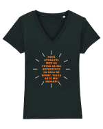 VIAȚĂ UȘOARĂ - TEXT AMUZANT Tricou mânecă scurtă guler V Damă Evoker