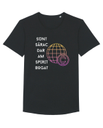 SUNT SĂRAC DAR AM SPIRIT BOGAT Tricou mânecă scurtă guler larg Bărbat Skater