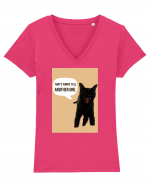 cat funny Tricou mânecă scurtă guler V Damă Evoker