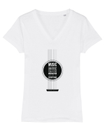 Music Tricou mânecă scurtă guler V Damă Evoker