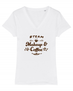 Team Makeup and Coffee Tricou mânecă scurtă guler V Damă Evoker