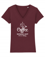 Coffee between Naps Tricou mânecă scurtă guler V Damă Evoker