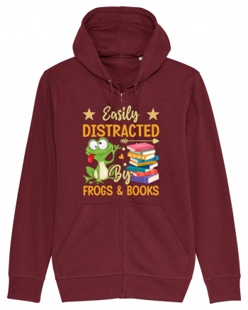 Easily Distracted By Frogs & Books Burgundy