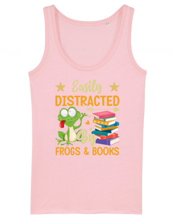 Easily Distracted By Frogs & Books Cotton Pink