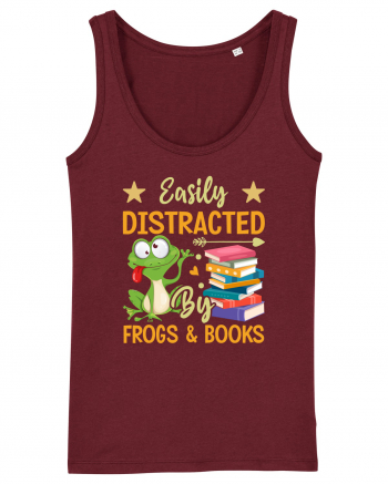 Easily Distracted By Frogs & Books Burgundy