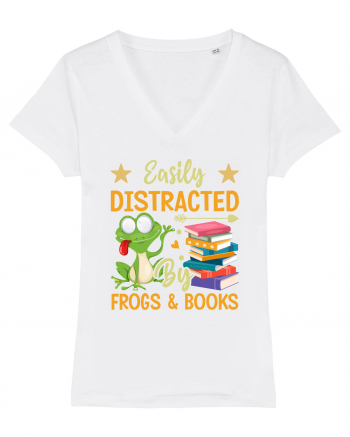 Easily Distracted By Frogs & Books White