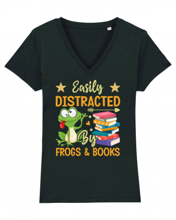 Easily Distracted By Frogs & Books Black