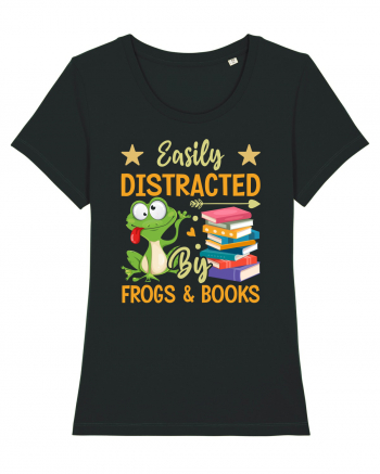 Easily Distracted By Frogs & Books Black