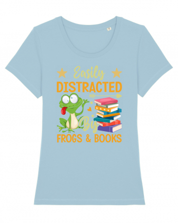 Easily Distracted By Frogs & Books Sky Blue