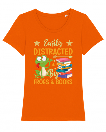 Easily Distracted By Frogs & Books Bright Orange