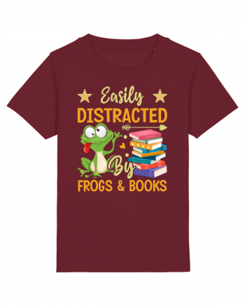 Easily Distracted By Frogs & Books Burgundy