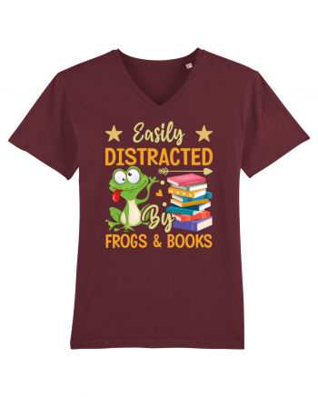 Easily Distracted By Frogs & Books Burgundy