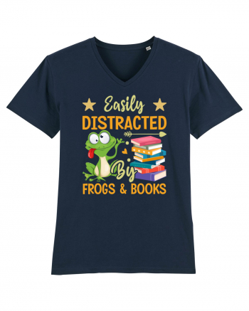 Easily Distracted By Frogs & Books French Navy