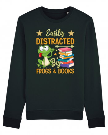 Easily Distracted By Frogs & Books Black