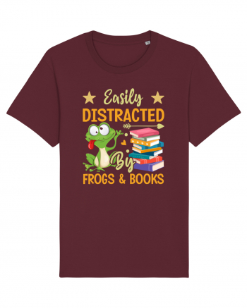 Easily Distracted By Frogs & Books Burgundy