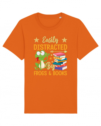 Easily Distracted By Frogs & Books Bright Orange