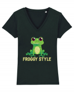 Froggy Style Tricou mânecă scurtă guler V Damă Evoker