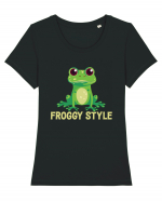 Froggy Style Tricou mânecă scurtă guler larg fitted Damă Expresser