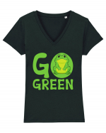 Go Green Tricou mânecă scurtă guler V Damă Evoker