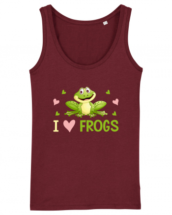 I Love Frogs Burgundy