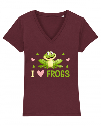 I Love Frogs Burgundy