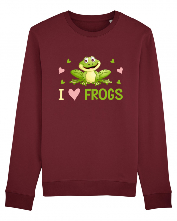 I Love Frogs Burgundy