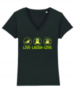 LIVE LAUGH LOVE Tricou mânecă scurtă guler V Damă Evoker