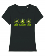 LIVE LAUGH LOVE Tricou mânecă scurtă guler larg fitted Damă Expresser