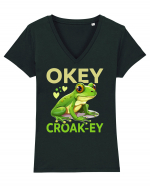 Okey Croak-ey Tricou mânecă scurtă guler V Damă Evoker