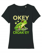 Okey Croak-ey Tricou mânecă scurtă guler larg fitted Damă Expresser