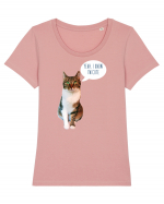 Cute Cat message Tricou mânecă scurtă guler larg fitted Damă Expresser