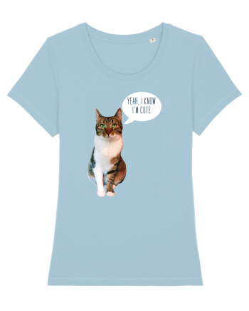 Cute Cat message Sky Blue