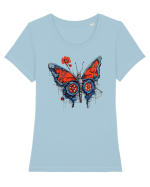 Fluture robot Tricou mânecă scurtă guler larg fitted Damă Expresser