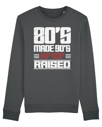80's Made 90's Hip Hop Raised distressed Anthracite