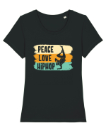 Peace Love Hip Hop Dancing Tricou mânecă scurtă guler larg fitted Damă Expresser