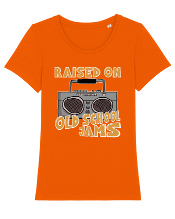 Raised On Old School Jams Hip Hop Bright Orange