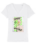 Stay weird pelican Tricou mânecă scurtă guler V Damă Evoker