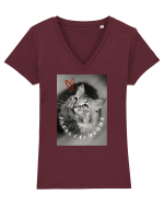 Cat lover Tricou mânecă scurtă guler V Damă Evoker