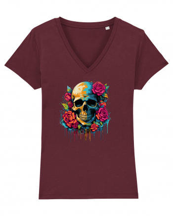 Skull N' Roses Burgundy