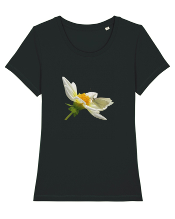 Floare si fluture alb Black