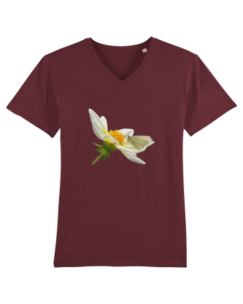 Floare si fluture alb Burgundy