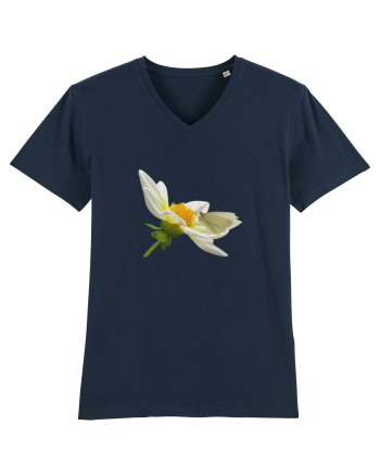 Floare si fluture alb French Navy