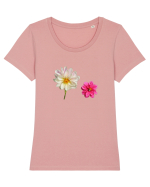 Doua flori Tricou mânecă scurtă guler larg fitted Damă Expresser