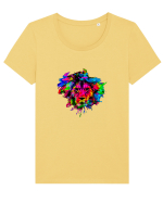 Lion Leo in culori Tricou mânecă scurtă guler larg fitted Damă Expresser